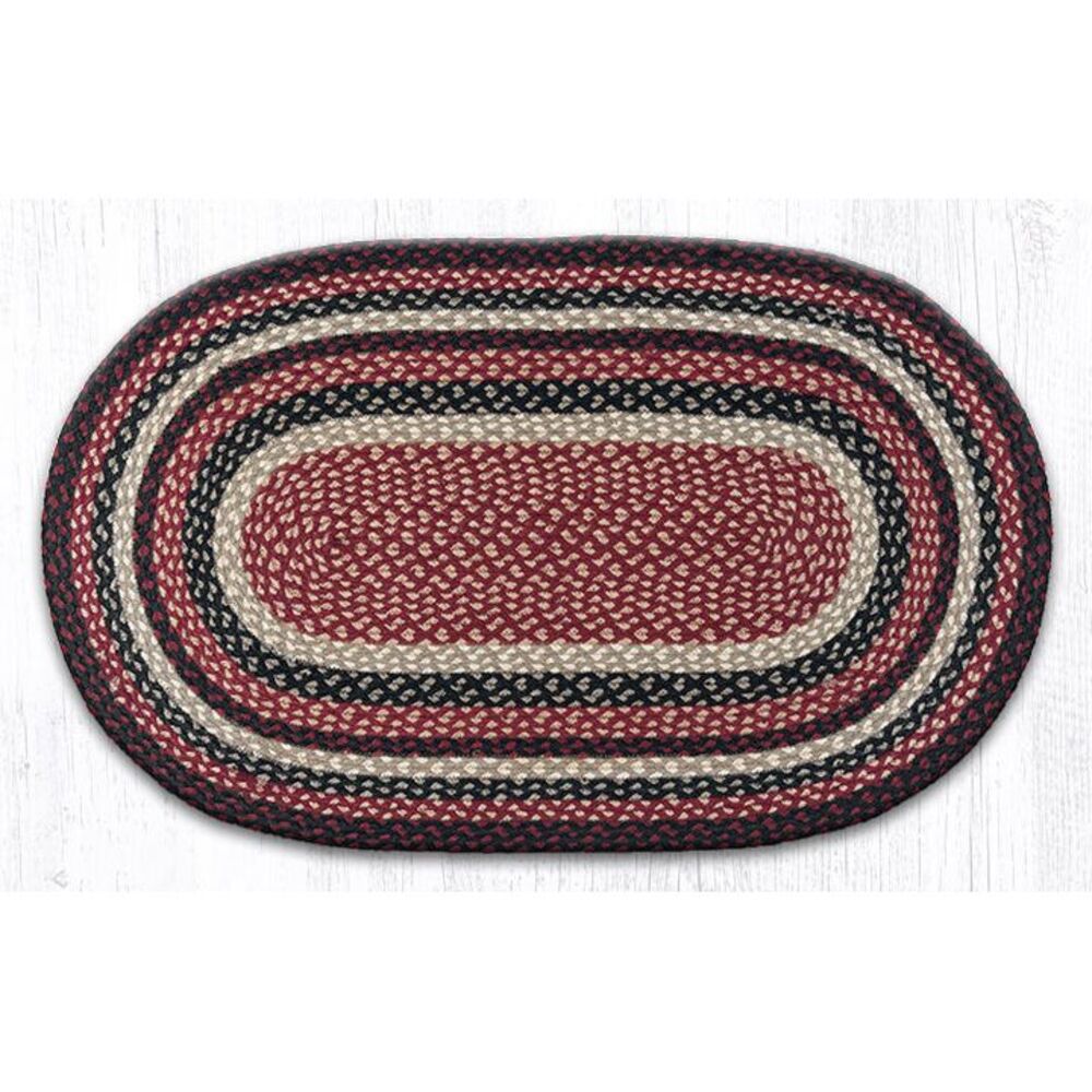 Earth Rugs C-344 Burgundy / Black / Tan Oval Braided Rug 27" x 45"